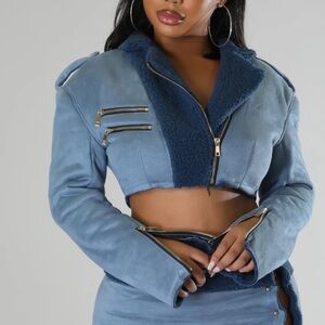 Blue Shrilling Cropped Moto